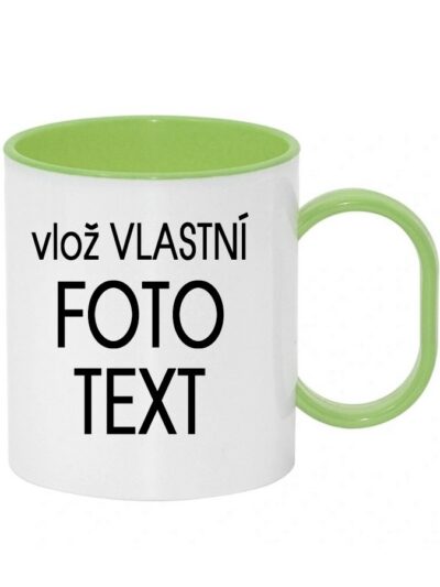 Plastový lehký barevný hrnek s Vaší fotkou 0,3 l - Pro praváka / Zelená