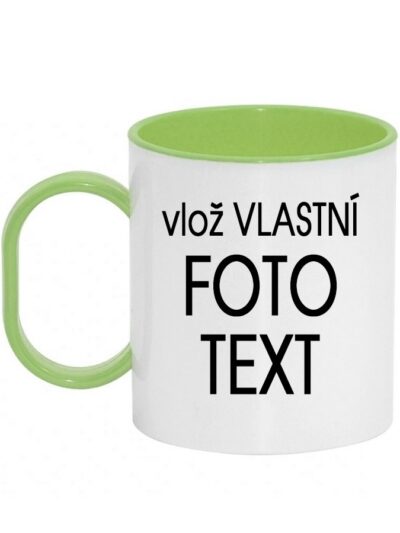 Plastový lehký barevný hrnek s Vaší fotkou 0,3 l - Pro leváka / Zelená